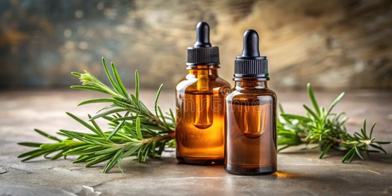Artisancrafted Rosemary Essential Oil in Amber Dropper Bottles a Natural Beauty  Wellness Product Beautifully Stock Illustration - Illustration of home,  product: 355179330